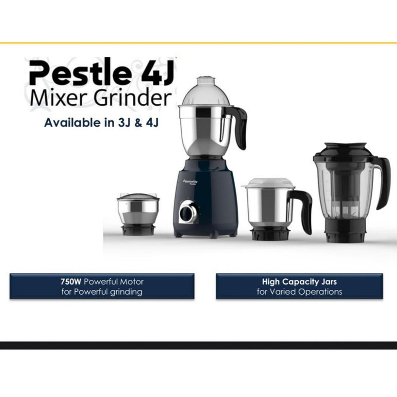 BUTTERFLY MIXER GRINDER - PESTLE 750 W 4 JAR