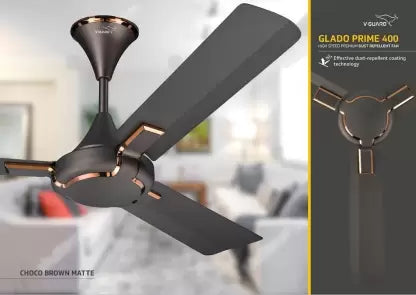 V-Guard HIGH SPEED PREMIUM GLADO PRIME 400 CHOCO BROWN MATTE 1200 mm Silent Operation 3 Blade Ceiling Fan