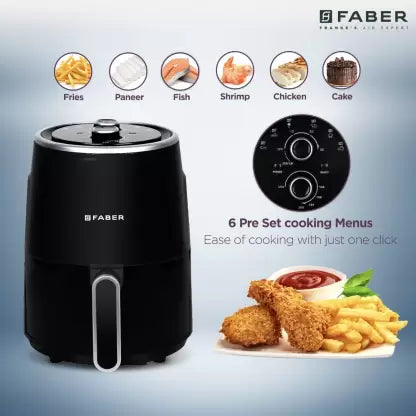 FABER FAF 2.0BK 1300W Power Cord Storage, Detachable Non-Stick Frying Basket, 93% Lesser Oil, Air Fryer  (2.5 L)