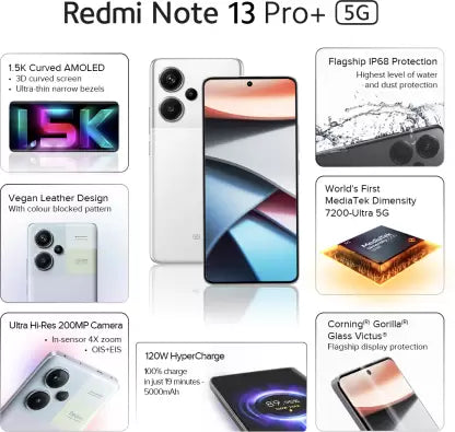 Redmi Note 13 Pro+ (Fusion Black, 12GB RAM, 256GB Storage)