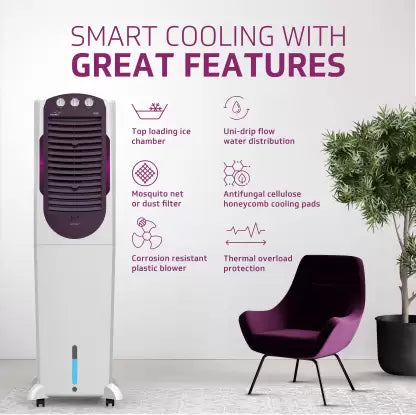 V-Guard 50 L Tower Air Cooler  (White & Purple Burry, Arido T50 H)