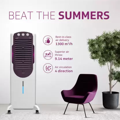 V-Guard 35 L Tower Air Cooler  (White & Purple Burry, Arido T35 H)