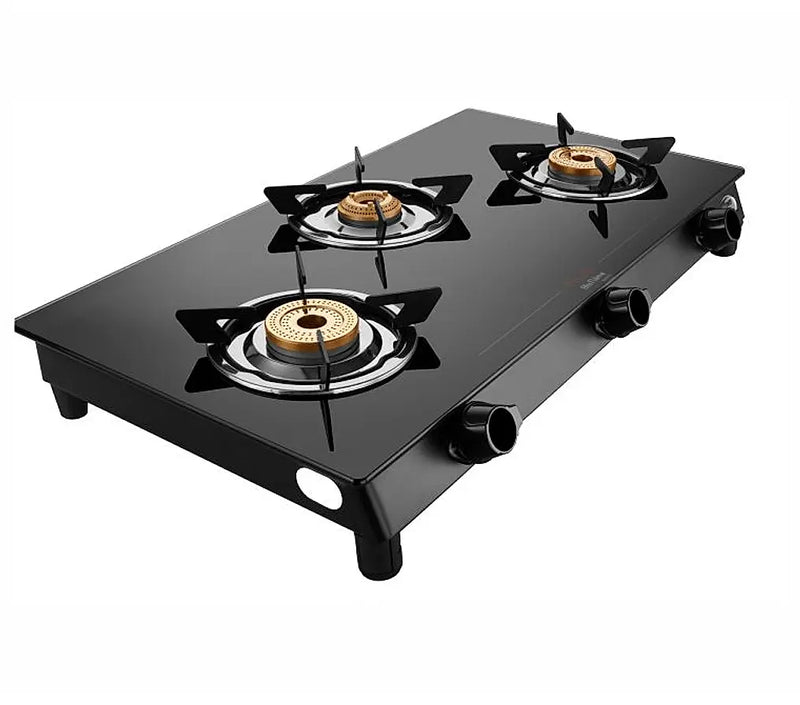 Preethi Sparkle Power Duo 3 Burner Glass top Gas Stove