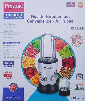 Prestige PEX 3.0 EXPRESS 350 Mixer Grinder (2 Jars, Grey)