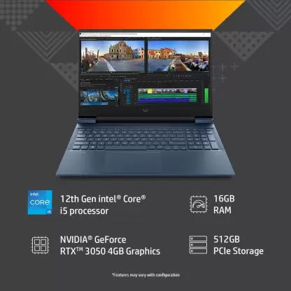 HP Core i5 12th Gen - (16 GB/512 GB SSD/Windows 11 Home/4 GB Graphics/NVIDIA GeForce RTX RTX 3050 4GB Graphics Card) 15-FA0555TX Gaming Laptop