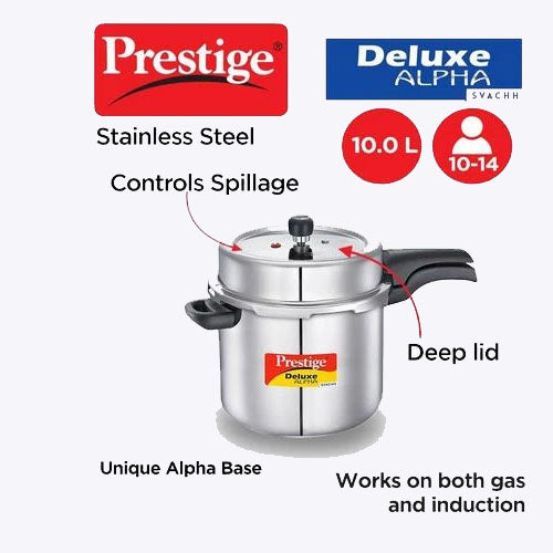 Deluxe Alpha Svachh SS Pressure Cooker (3L, 5.5L, 6.5L, 10L) - James & Co
