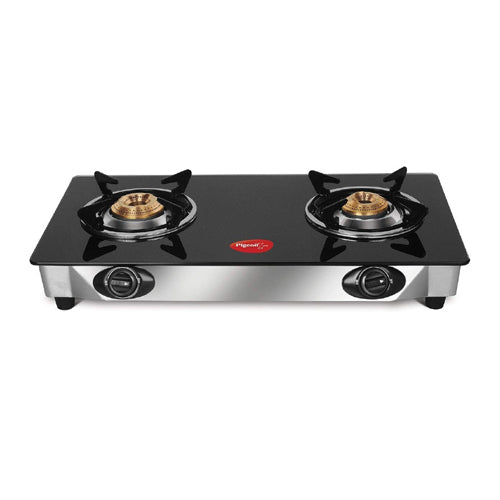 Pigeon Stainless Steel Ayush Glasstop 2 Burner Gas Stove (Black)