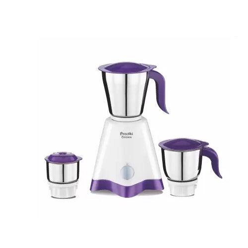 Preethi Crown MG-205 500 Mixer Grinder (3 Jars, White/Purple)