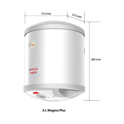 வீனஸ் மேக்மா பிளஸ் 6GV 6-லிட்டர் சேமிப்பு வாட்டர் ஹீட்டர் (வெள்ளை, BEE நட்சத்திர மதிப்பீடு - 4 நட்சத்திரங்கள்) VNSWH-MG006GV 