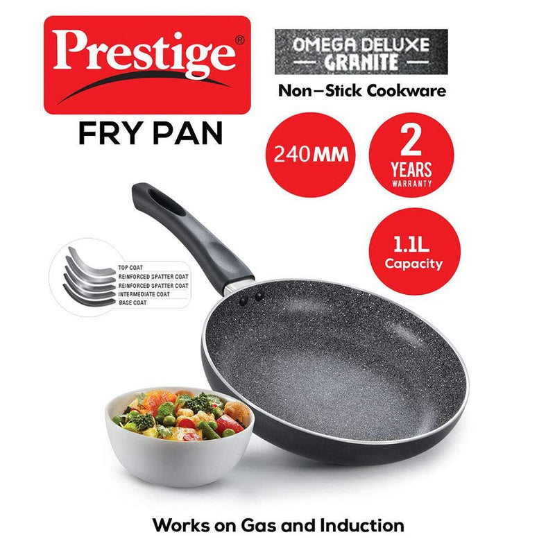 Prestige Omega Deluxe Granite Fry Pan, 240mm W/O LID ( 36305 , Black )
