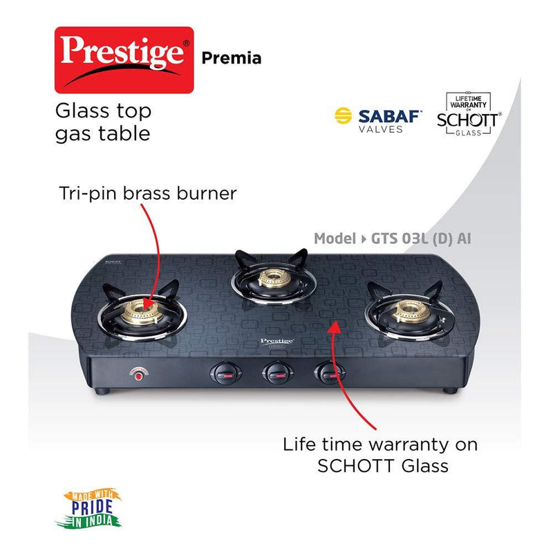 Prestige Premia SCHOTT Glass Top Gas Tables -GTS 03 L (D) ( 40170 )