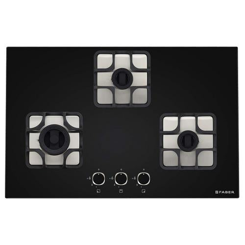 Faber Hob top IMPERIA 783 BRB CI BK Glass Automatic Hob  (3 Burners) - James & Co