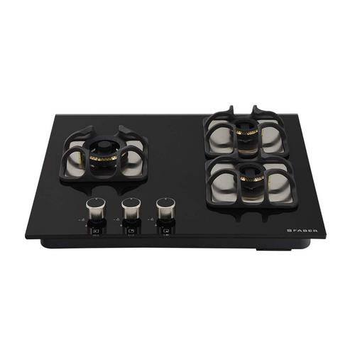 FABER IMPERIA 603 BRB CI BK Glass Automatic Hob  (3 Burners) - James & Co