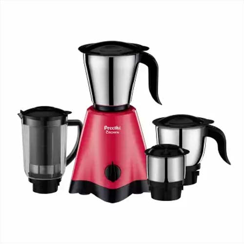 Preethi Crown Plus MG-258 600 Juicer Mixer Grinder (4 Jars, Red/Black)