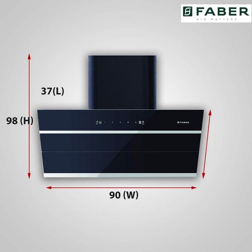 Faber Zenith FL SC BK 90 Auto Clean Wall Mounted Chimney  (Black, Silver 1350 CMH) - James & Co