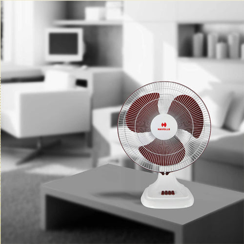 Havells Accelero High Speed 2000RPM 400 Mm 3 Blade Table Fan  (Red, White)