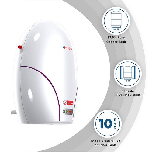 VENUS Lava Instant 3L30 3-Litre 3KW, Instant Water Heater (White) Copper Tank