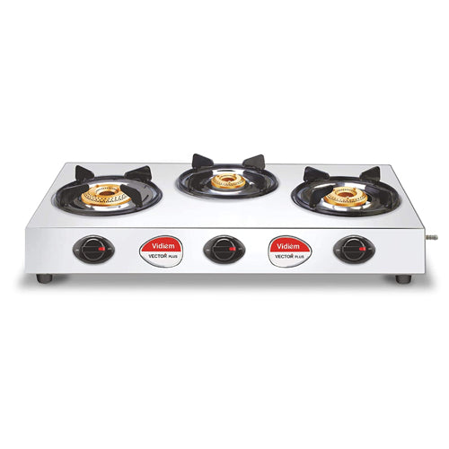 Vidiem Vector Nero 3 Burner Gas Stove - VDMGS-VECTORNERO3B