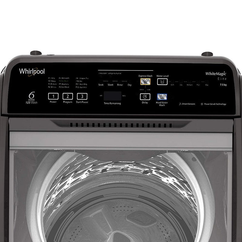 Whirlpool 7.5 Kg 5 Star Fully-Automatic Top Loading Washing Machine (WHITEMAGIC ELITE 7.5, Grey, Hard Water Wash)