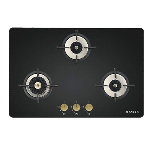 Faber Hob 3 Burner Auto Electric Ignition Glass Top (Maxus HT783 CRS BR CI AI) Black - James & Co